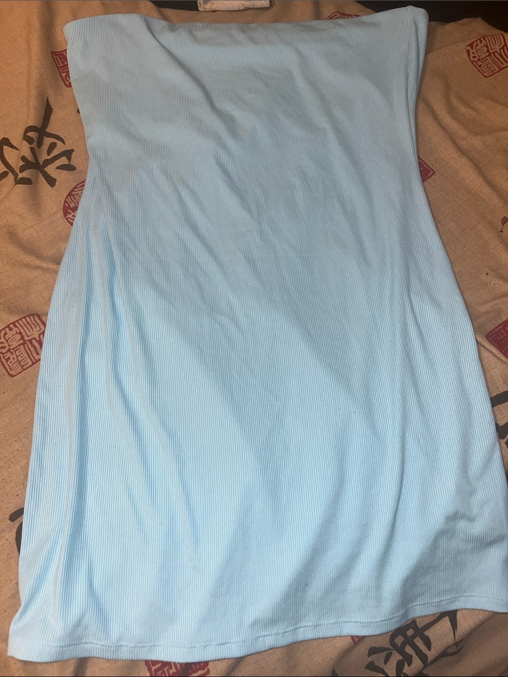 Light Blue Strapless Ribbed Tube Top